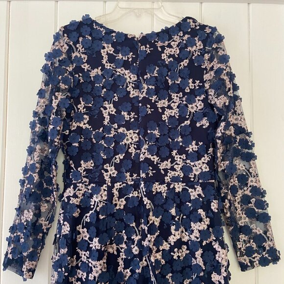 NWOT Xscape Blue Floral Applique Embroidered Formal Cocktail Dress Size 8 - Picture 8 of 13